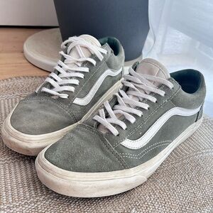 Vans women’s Sage Green and White Sneakers